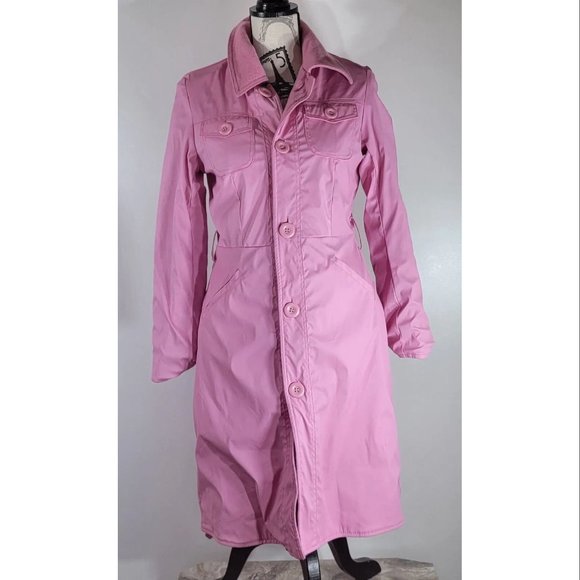 Atmosphere Pink Felt Trench Coat, Reversible, Women's Size 0-2 NWOT - Picture 5 of 8